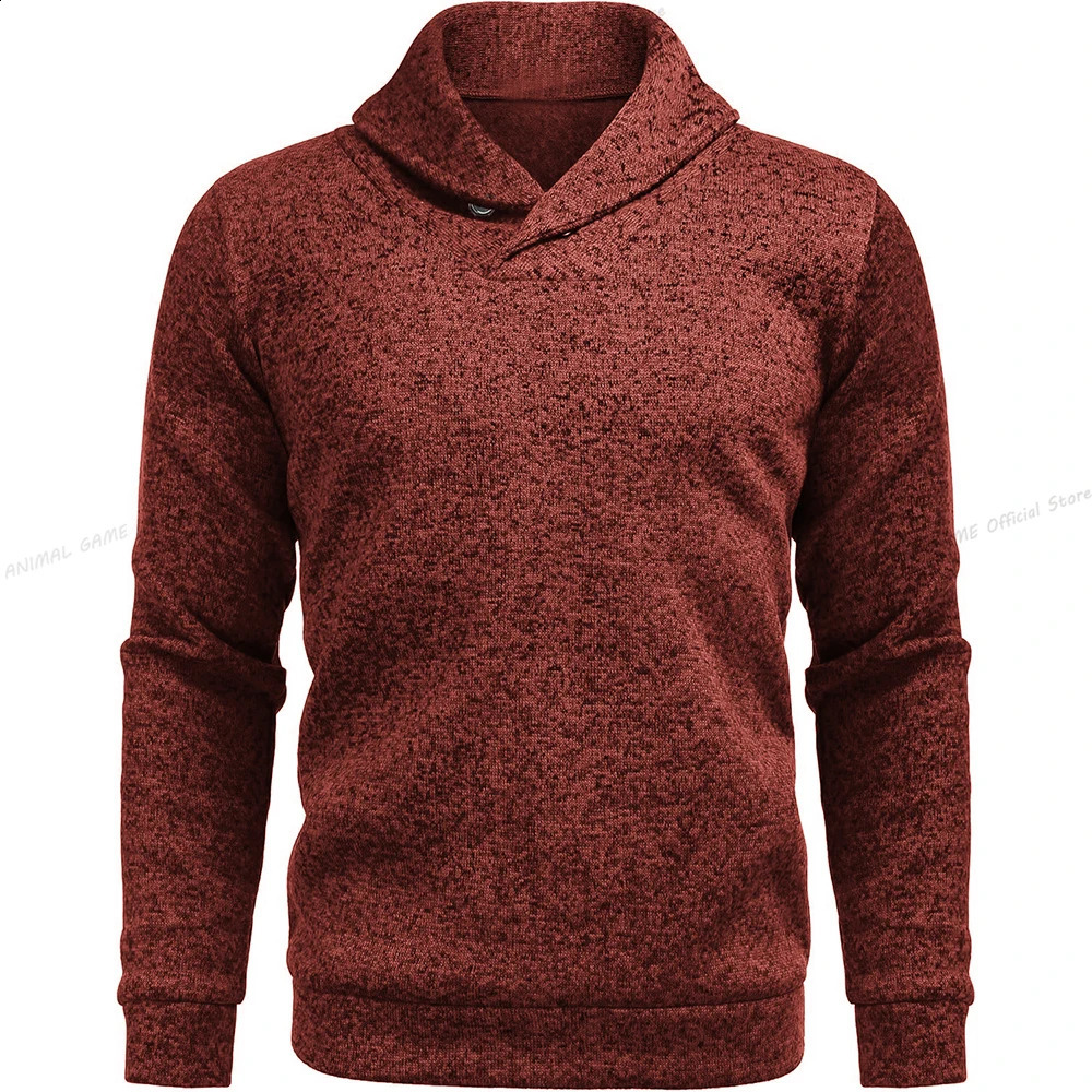 Autumn Long Sleeve Turtleneck Sweatshirts Button Solid Color Pullover Men Winer Breathable Sweaters Lapel Oversize Sweater 250809