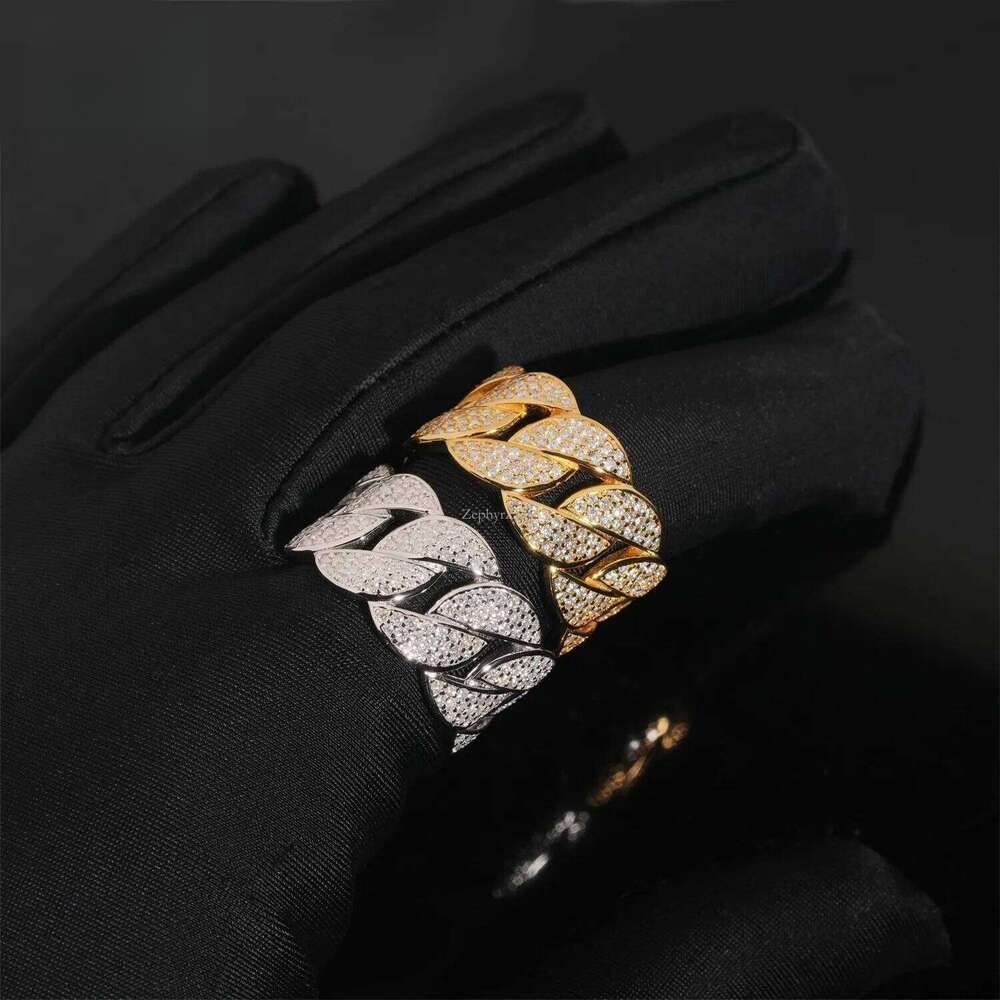 Fine Jewelry Hip Hop Rapper Iced Out Mens S Sier Cuban Moissanite Ring