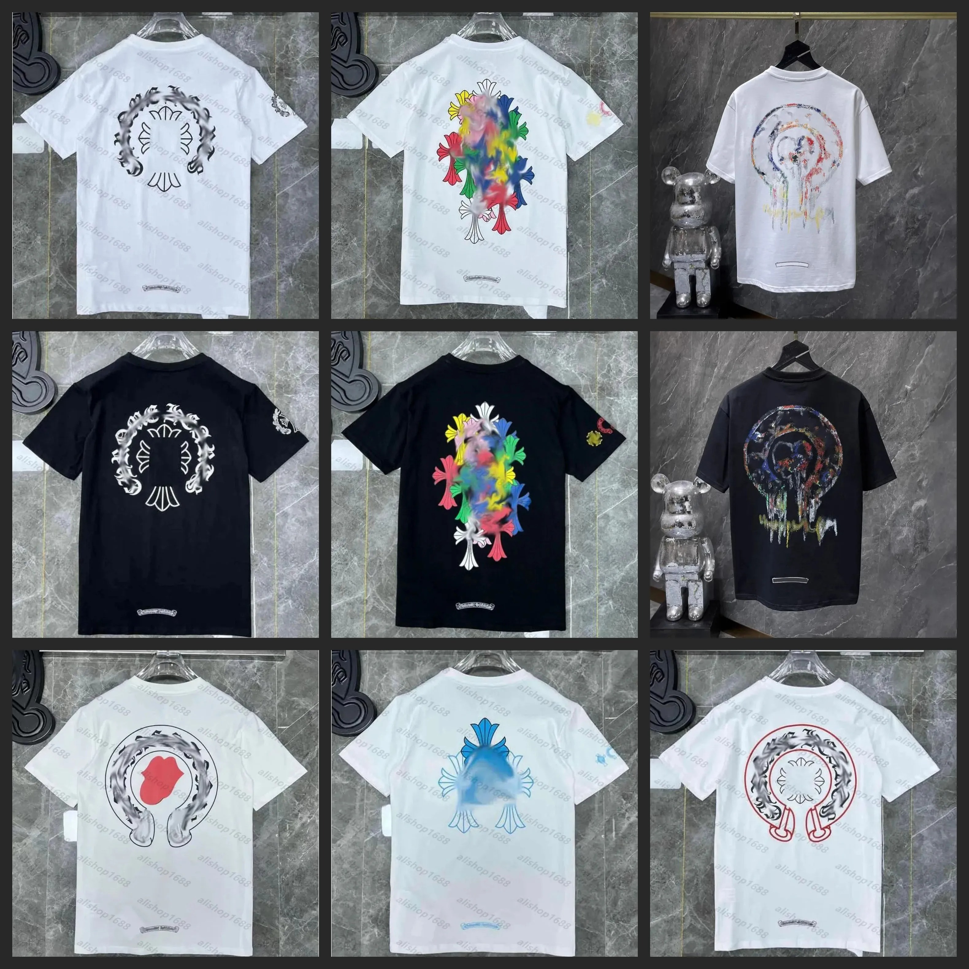 5A New Designer T Shirt Fashion graphic tee 2025 Top Sell chrome T Shirt Embroidered Letters Summer Luxurys Fashion Tops Shirts Men Loose Tees us size S-XL