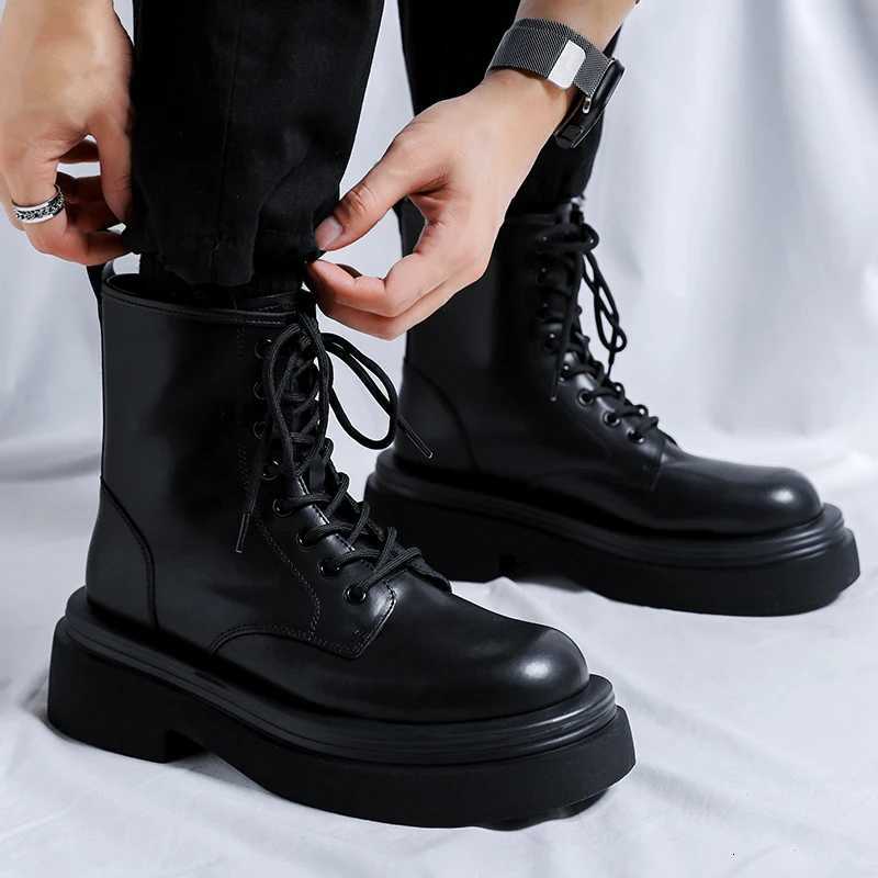 Men Boots Style Leather Shoes Italiano Genuine Leather Boots Platform Shoes For Men Zipper Fashion Short Boots Chelsea Boots W250811