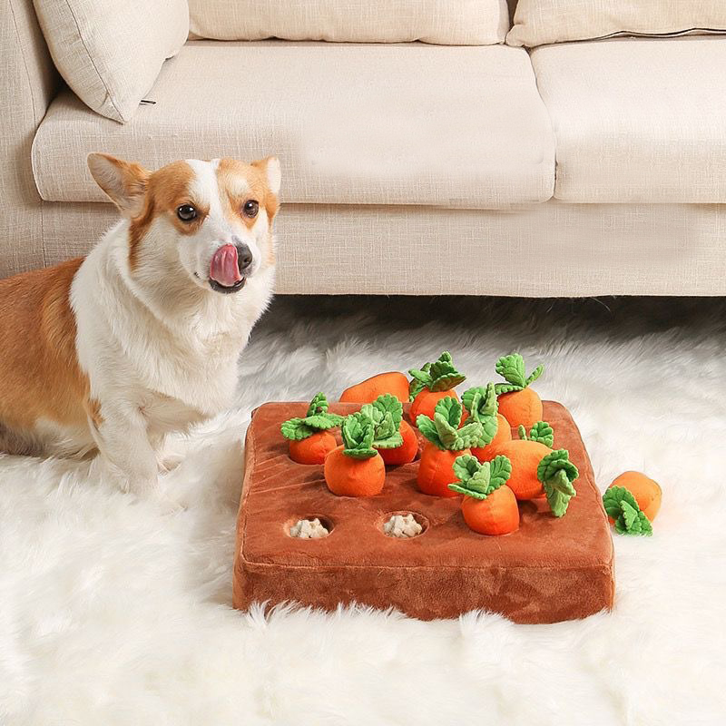 Carrot Snuffle Mat for Pet Puzzle Toy with Carrots for Small Medium Large Interactive Dog & Cat Snuffle Mat - Puzzling Fun with Hidden Treats