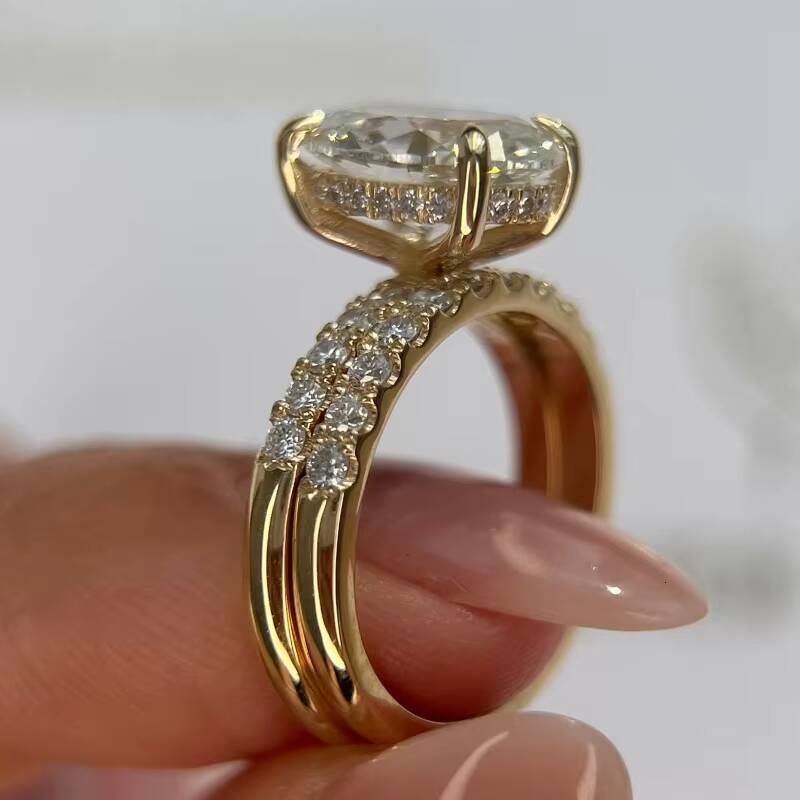 CVD HPHT Moissanite Oval Cut Diamond Rings 14k Gold Custom Jewelry for Women and Men Engagement Certification