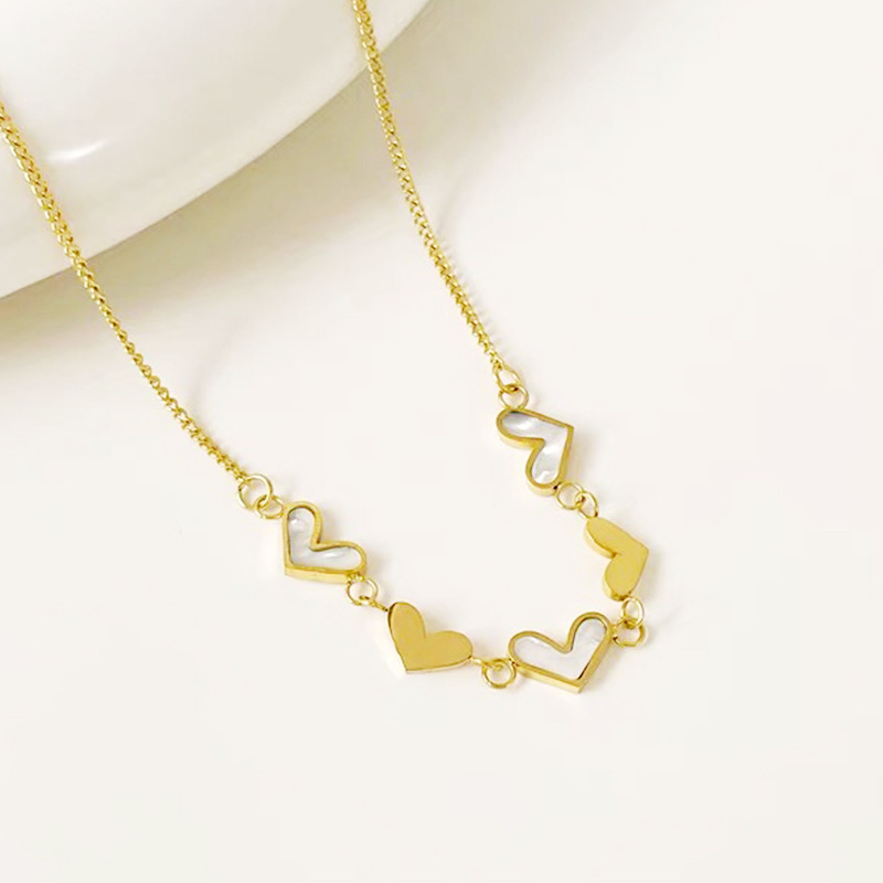 316L Stainless Steel New Fashion Upscale Jewelry Natural Shells Love Heart Charms Chain Choker Necklaces & Pendants For Women Wholesale Drop Ship