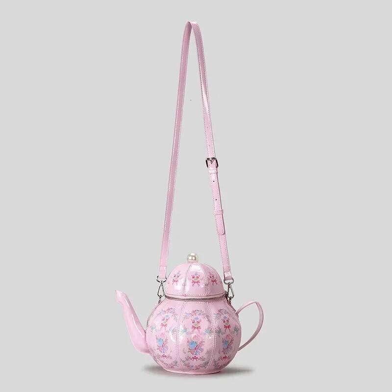 Creative Vintage Printed Teapot Design Women Handbags Pearls Chains Shoulder Designer Crossbody Small Buckets Bag