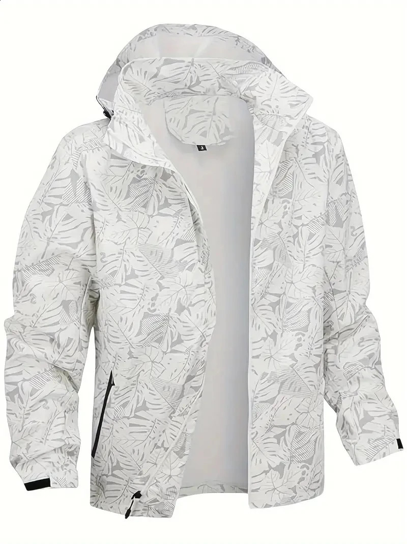 Mens Casual Lightweight Waterproof Windbreaker Jacket Full Zip Up Hooded Shell Outdoor Hiking Coat For Autumn Size 250804