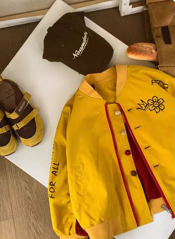 Girls' jacket baseball jacket casual jacket spliced jacket printed jacket with short silhouette as the core design highlight