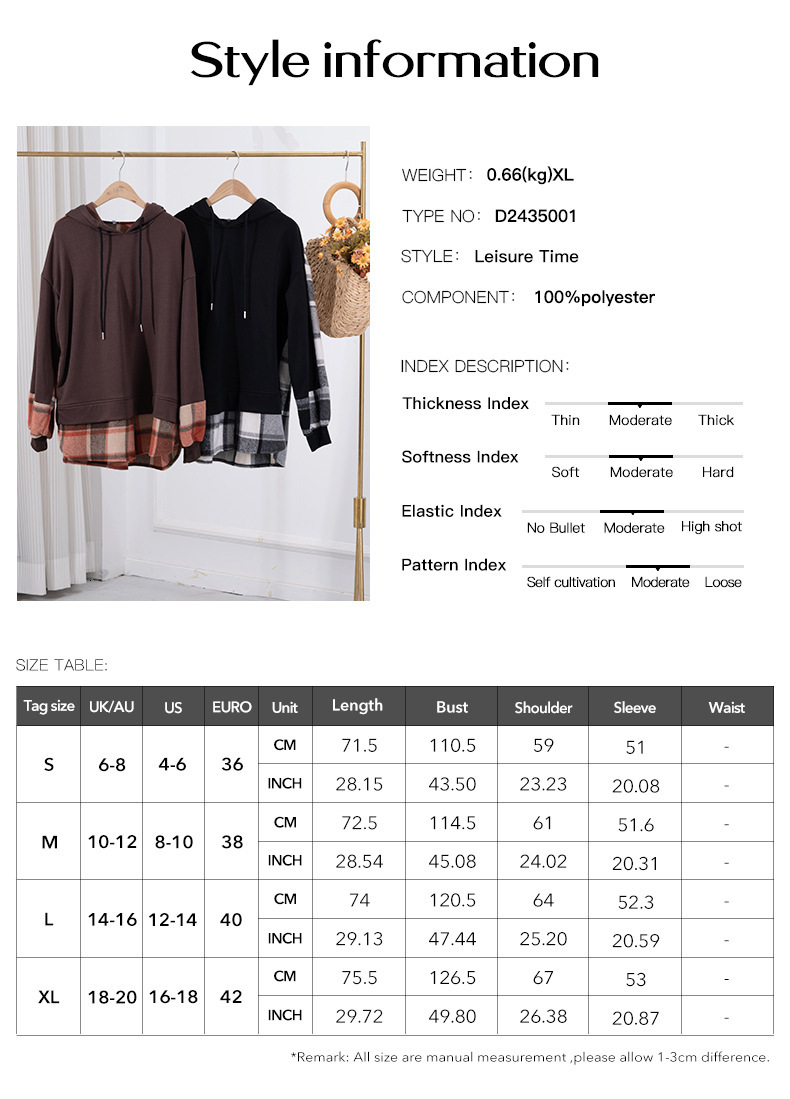 2025 Autumn Winter Color-Block Casual Fake Two-Piece Patchwork Hooded Long Sleeve Sweatshirt for Women