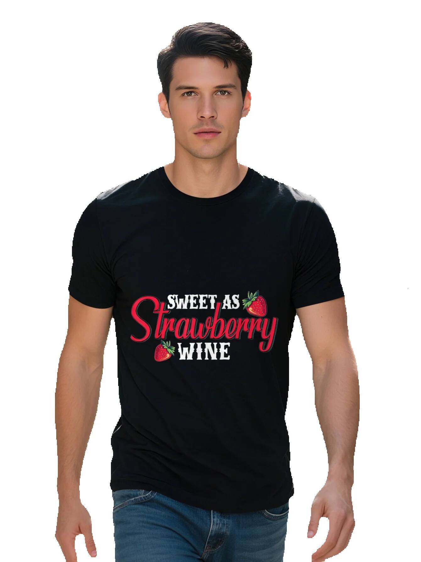 Sweet As Wine Vintage Graphic T-Shirt Cotton Breathable Unisex Tee with Cartoon Design Regular Fit Short Sleeve 396e6