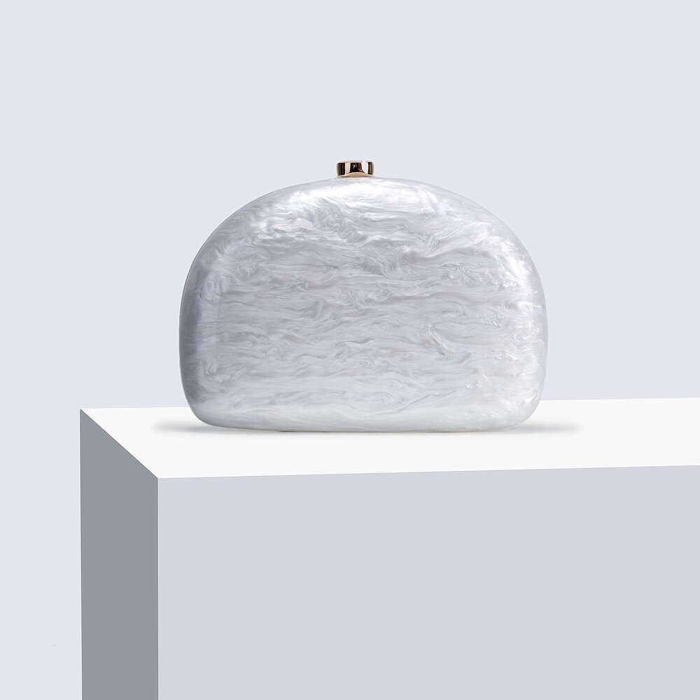 Women's New Semi-Circular Press Acrylic Evening Single Shoulder Crossbody Wedding Banquet Clutch Bag