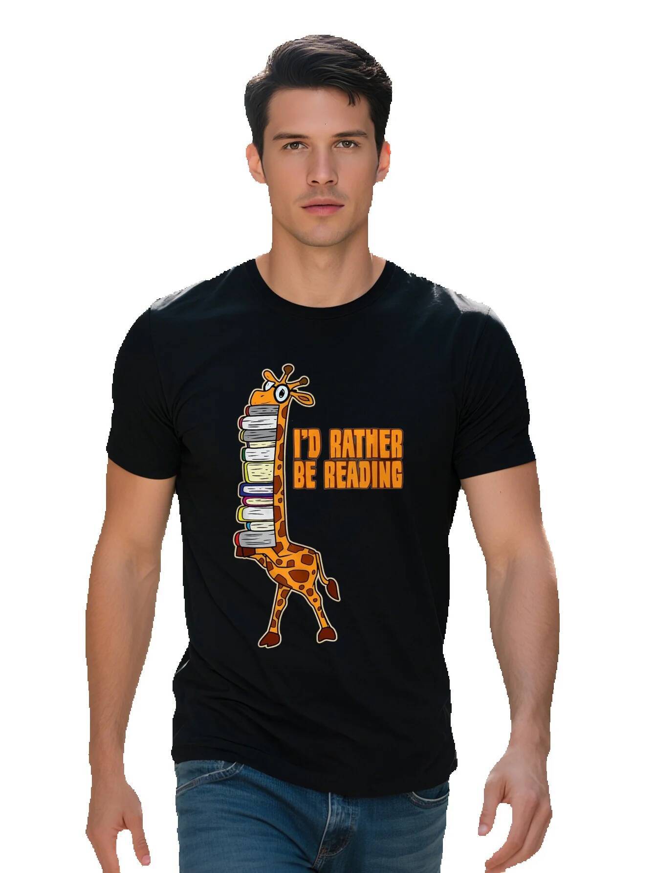 Men S shirt g Cotton I'd Rather Be Reading Funny Giraffe Book Lover Gift T Shirt 64c2a 3fa6b