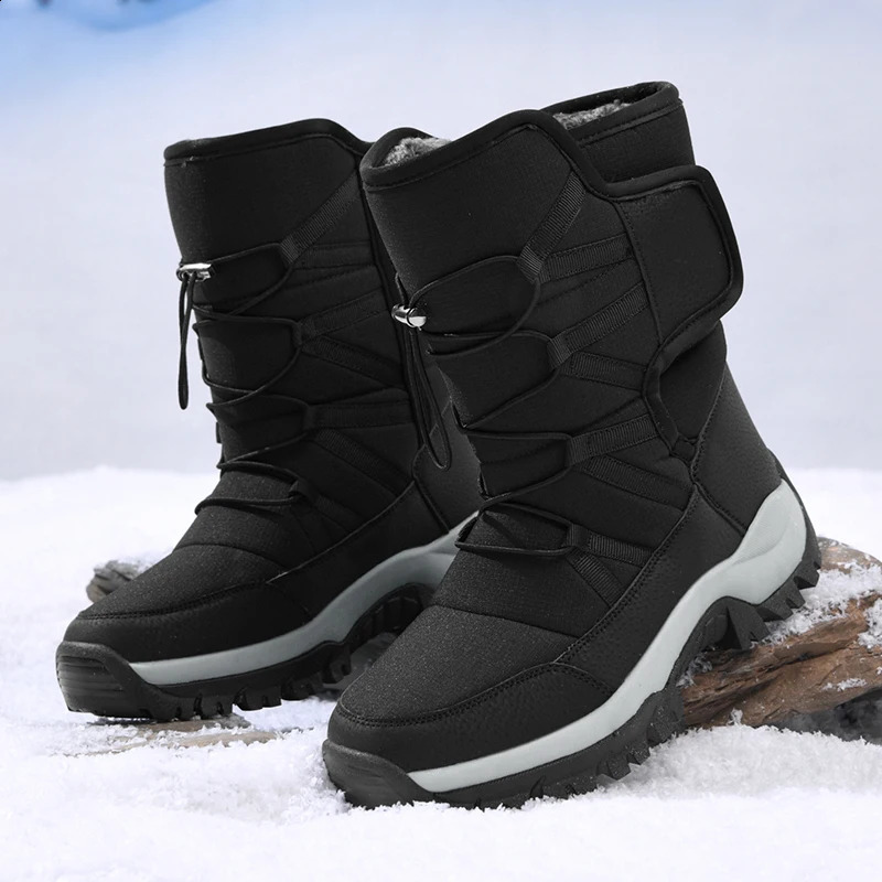 Mens Winter Shoes Waterproof Mens Boots Warm Plush Couple Snow Boots Outdoor Non-slip Hiking Boots Men Work Ankle Boots 250805