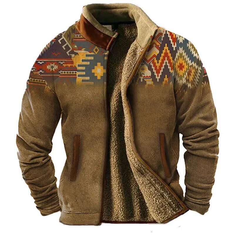 Outerwear, Men's Jacket With Plush Inner Hair Gallbladder, Ethnic Retro Warmth And Comfort, Popular Celebrity Style