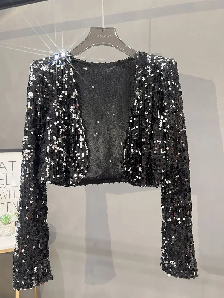 European and American Style Sequined Small Suit Versatile Slimming Stage Performance Costume Shiny Jacket 250811