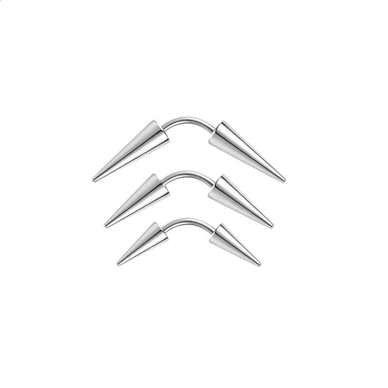 6pcs Spike Eyebrow Piercing Jewelry Stainless Steel Curved Barbell Eyebrow Tragus Lip Rings Earrings For Men 250807