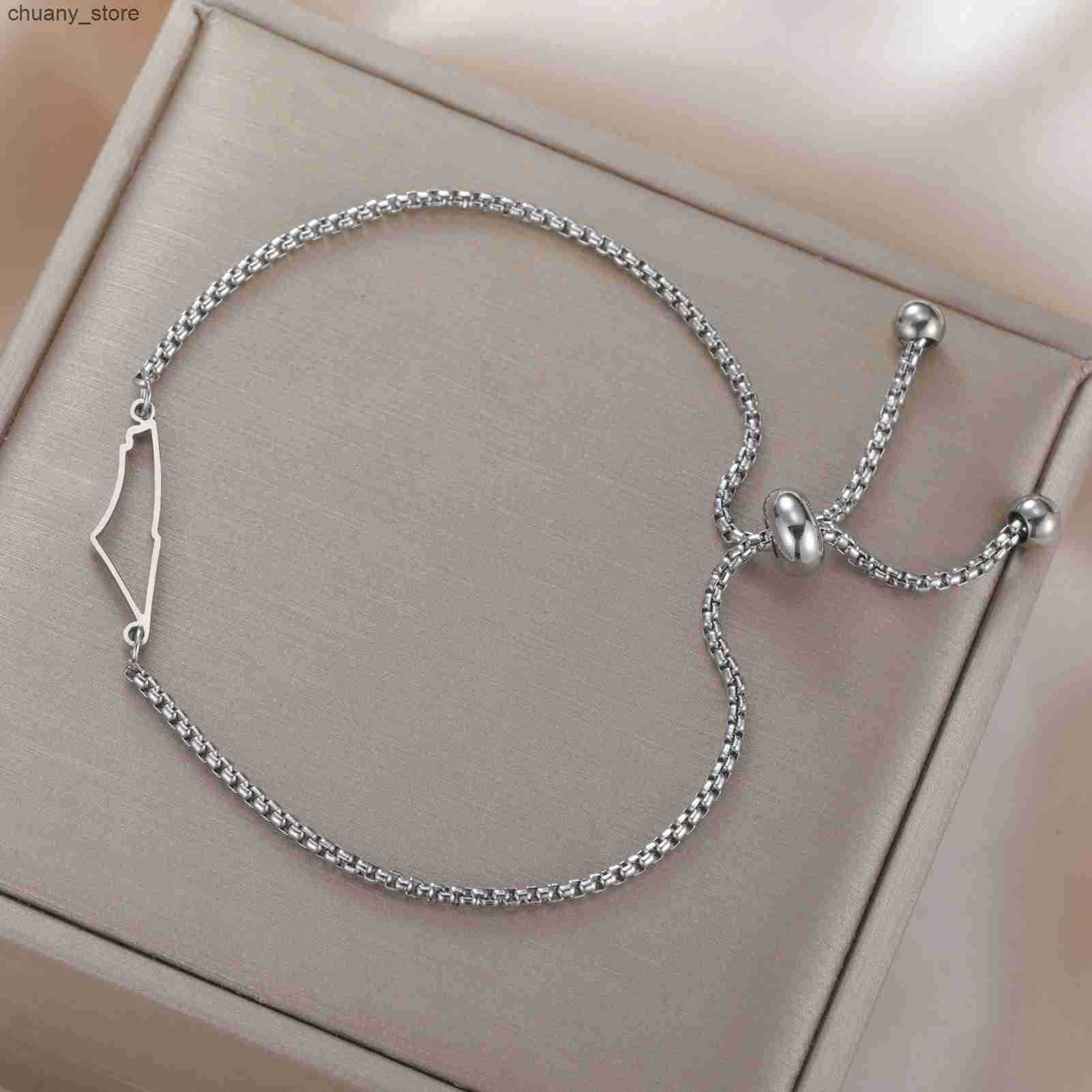 Hollow Palestine Map Pendant Stainless Steel Adjustable Box Chain for Men and Women Israeli Ethnic Jewelry Gift L250811