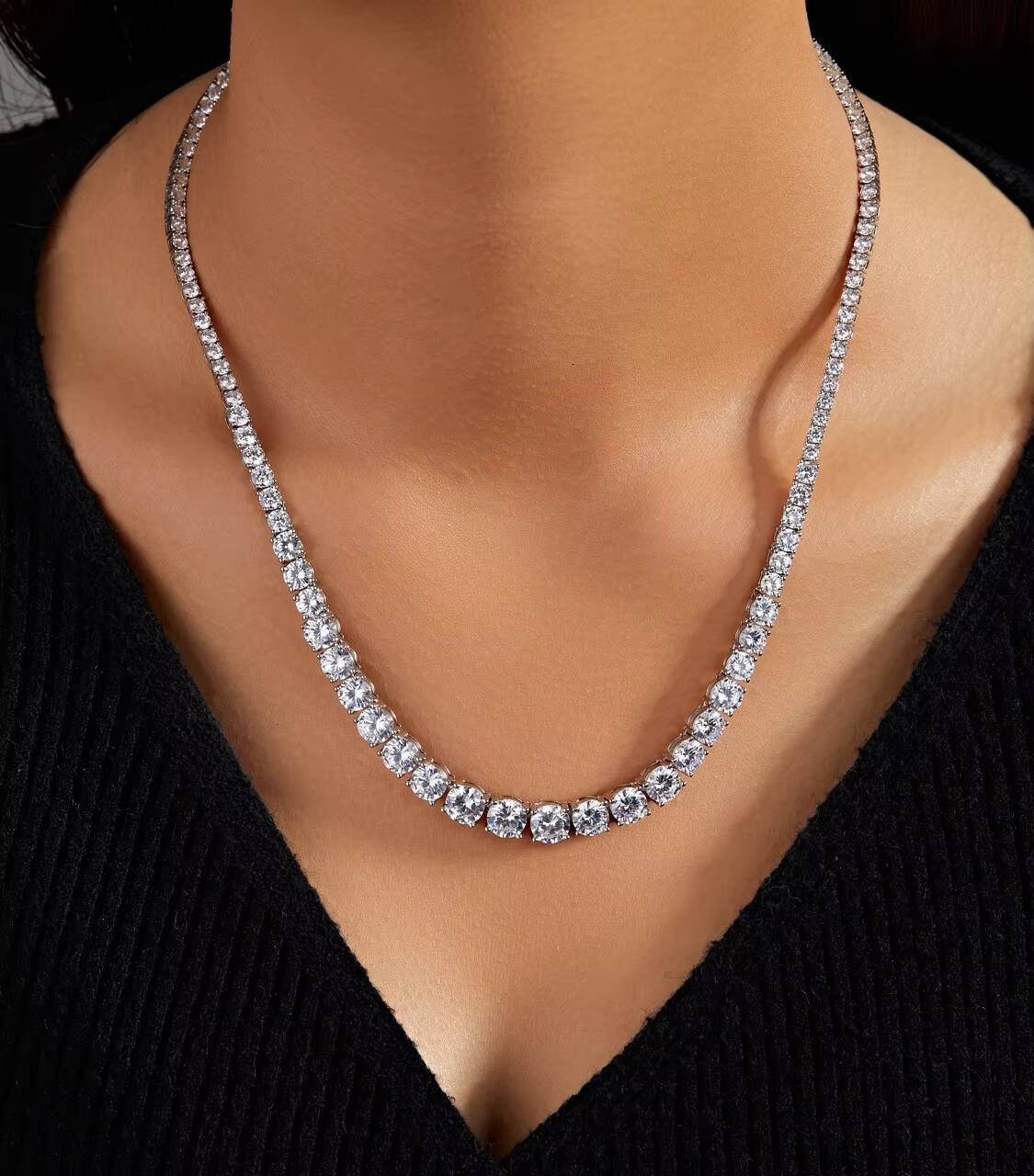 Wholesale 3mm 4mm 5mm 925 silver moissanite link necklace tennis chain for women men hip hop jewelry