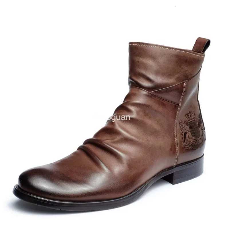 Handmade High Quality Side Zipper Plus Size Boots Mens Leather Boots Comfort Boots Fashion Leather Concise Leisure Design Boots W250811
