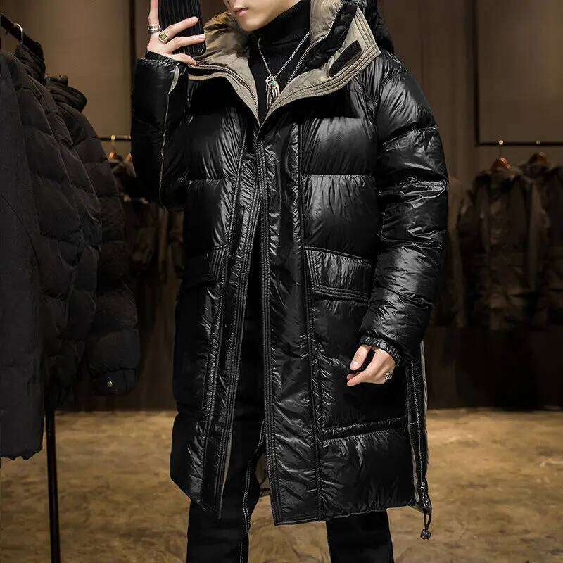 Hooded High Quality Mid To Length Winter Long Puffer Jacket Man Brand Casual Down Coat Men And Women