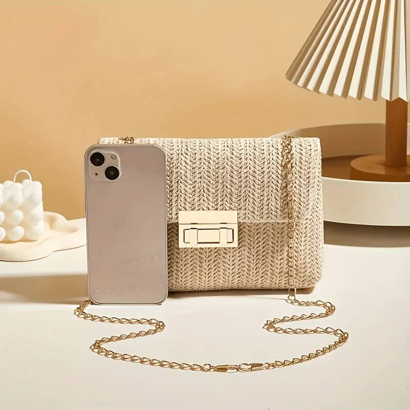 Autumn New Elegant Woven Grass Woven Shoulder Bag Women's Crossbody Bag Fashionable French Lazy Style Women's Shoulder Bag Autumn New Design