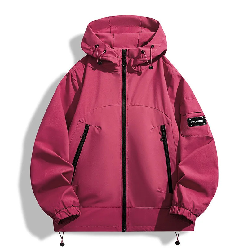 Mens Spring Autumn Jacket Trendy Loose Workwear Windproof Waterproof Hooded Mountaineering Outdoor Coat 250811