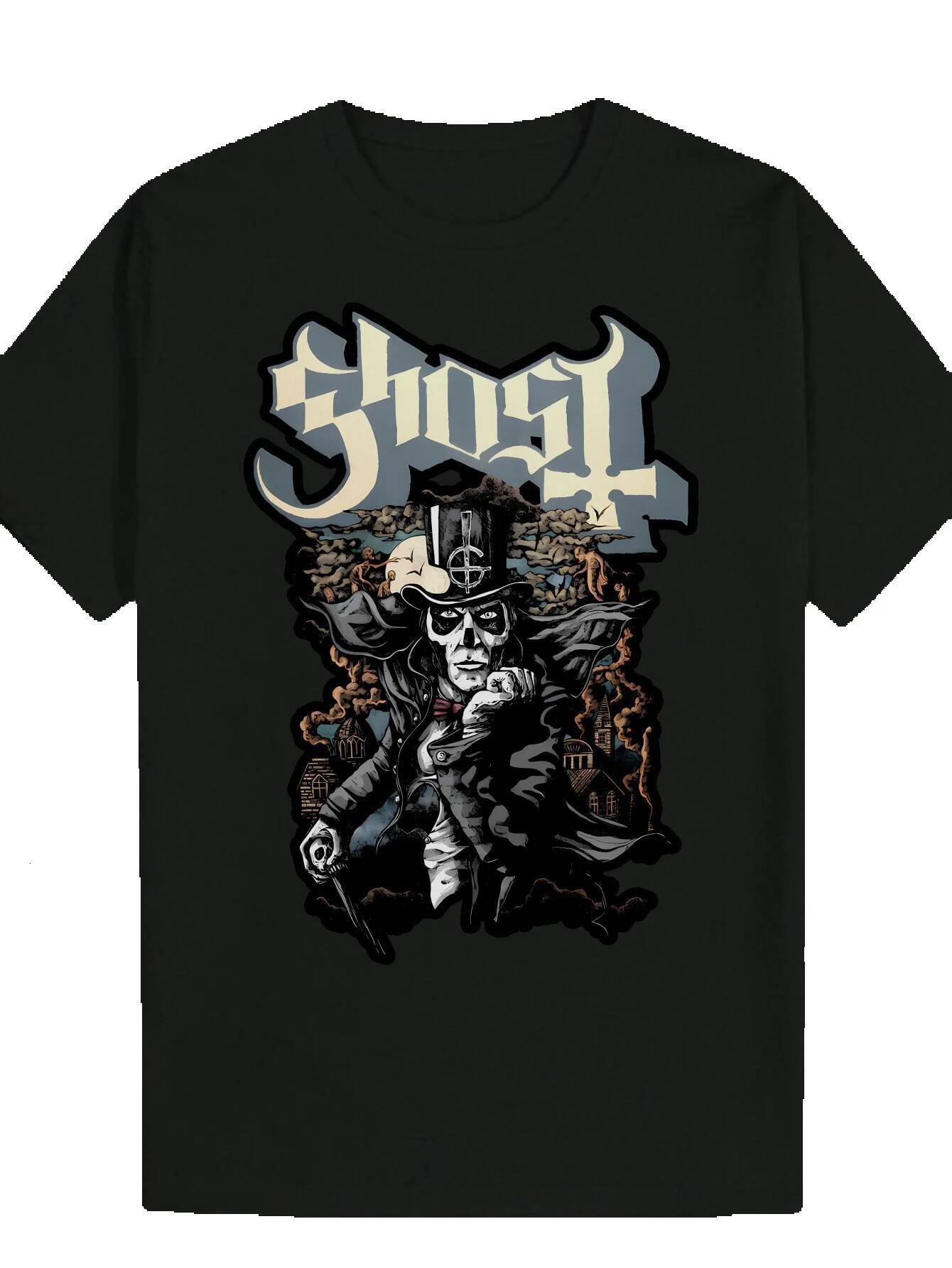 Men's Black Pattern - Round Neck Short Sleeve T-Shirt, Unique Skeleton Design, Machine Washable Polyester Fabric, Casual Summer T-Shirt Bold Visu