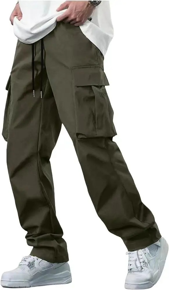 American style high street multi pocket workwear pants for mens trendy loose straight leg versatile casual long 250809