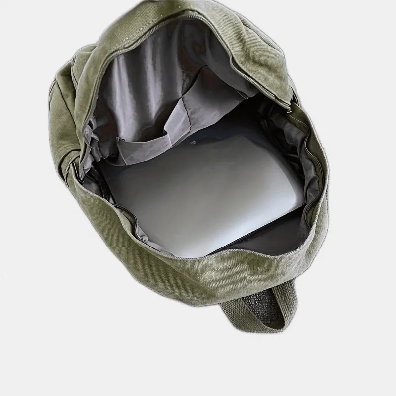 Vintage Simple Backpacks Large Capacity Canvas Schoolbag Multiple Pockets Travel Unisex 250811