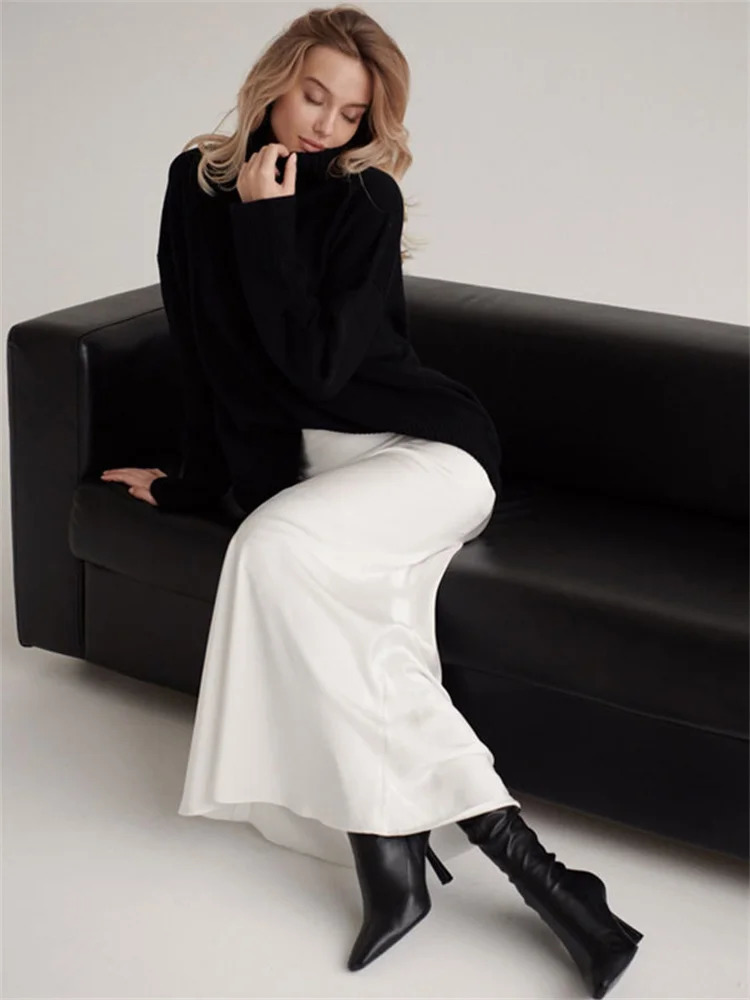 Tossy Summer Satin High Waist Long Skirt Female Slim Patchwork Fashion Elegant Streetwear Casual Solid Maxi Skirt Clothes 250811