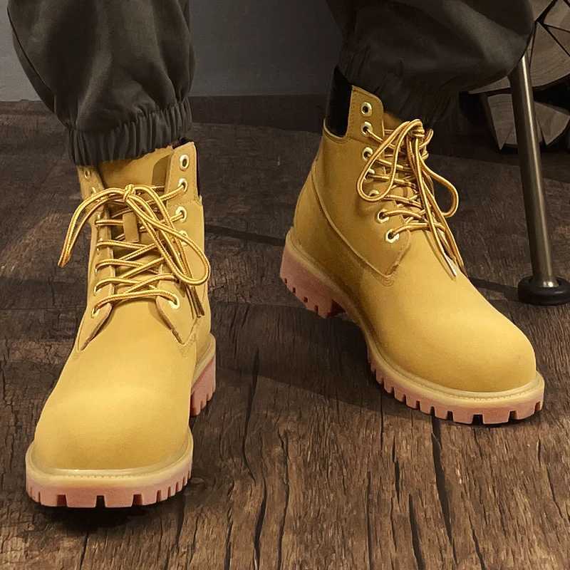 Brown Boot Security Boots Men Genuine Leather Mens Motorcycle Boots Military Shoes Work and Safety Shoes Booties Men Mens Shoes W250811