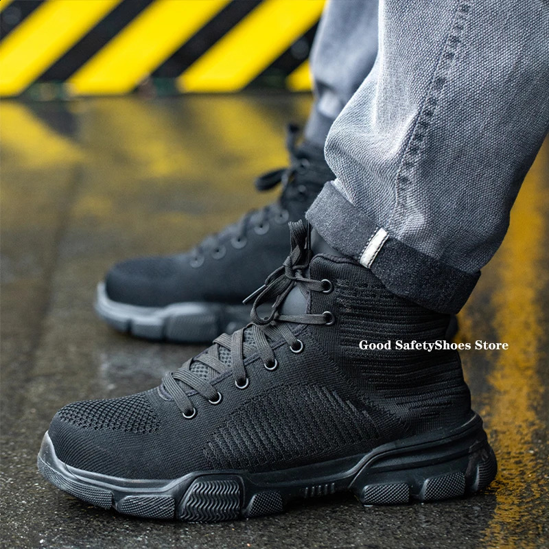 Fashion Safety Boots Men Steel Toe Work Shoes High Top Safety Work Boots Male -smash Construction Protective Footwear 250805