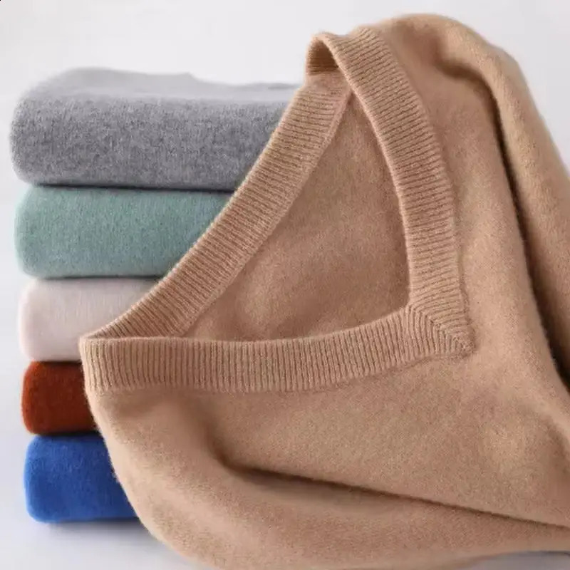 Wool Mens Sweaters V-neck Pullovers Cashmere Knitting Spring Autumn Sweaters Knitwear High Quality Jumpers Clothes 250806
