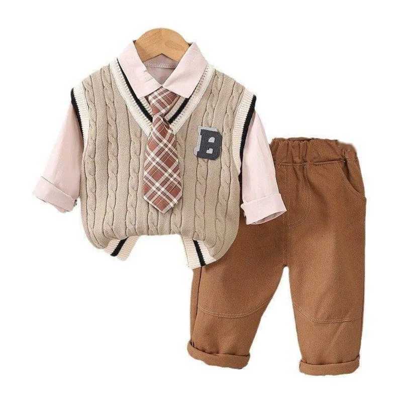 3Pcs/Set Spring Autumn Fashion Baby Clothes Suit Kids Boys Clothing Children Vest Shirt Pants Toddler Costume Infant Tracksuits Z250811