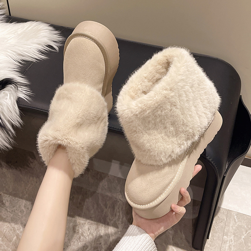 Hot new free shipping designer boots for womens snow boots beige khaki Winter new versatile and fashionable thick soled snow boots in large size