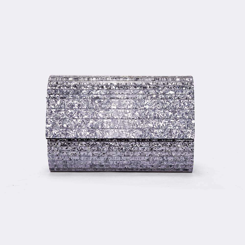 Patchwork Strip Wedding Party Acrylic Evening Handheld Crossbody Women's Bag