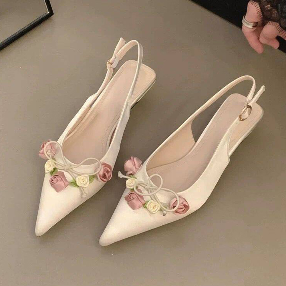 Luxury Charming Satin slingback slides Elegant loafers womens fashion Pointed toe low heels Ladies dress shoes Size 35-40