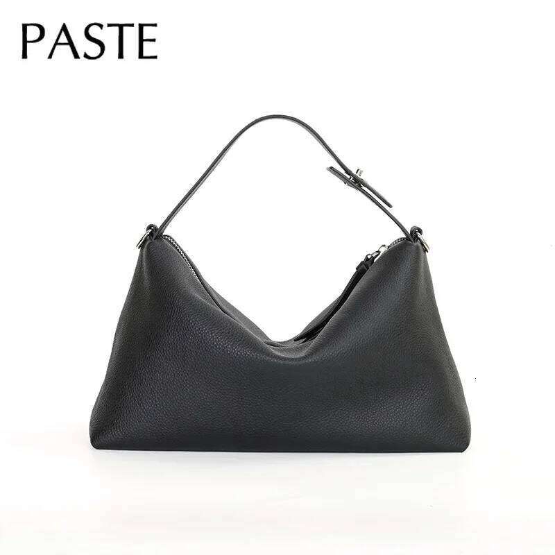 2025 New Simple Yellow Green Color Soft Tote 100% Natural Cow Leather Women Handbag Good Shape Female Shoulder Bag