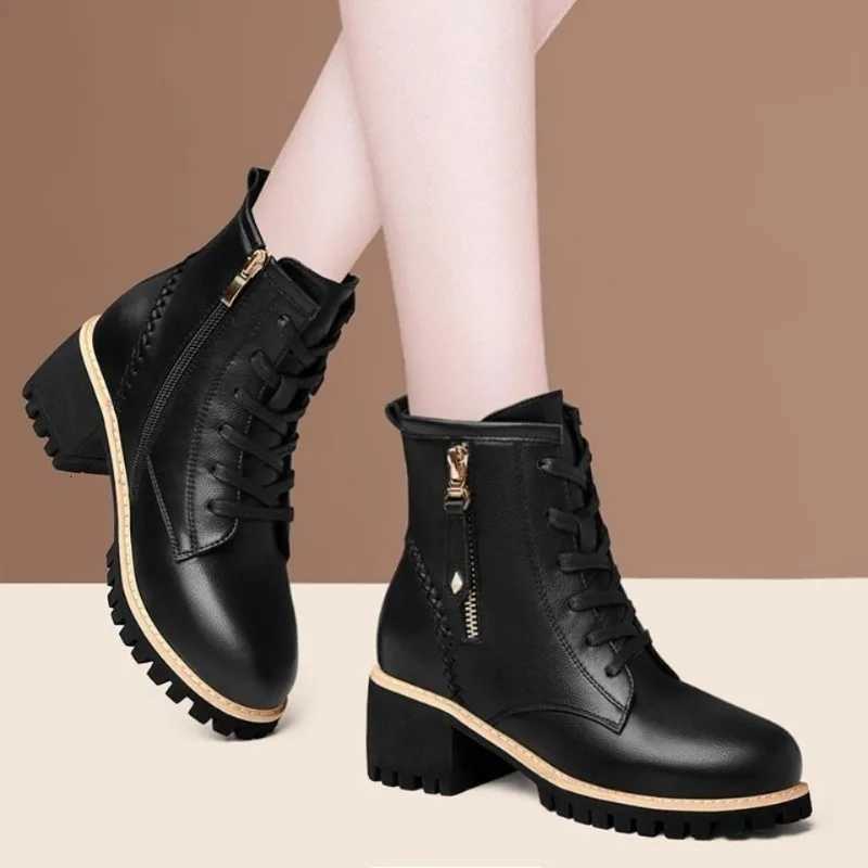 2024 Autumn British Wind PU Leather Thick Fur Women Ankle Boots Ladies Short Boots Motorcycle Shoes W250811