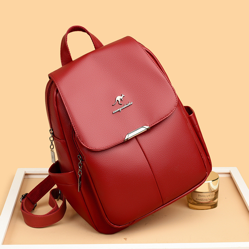 Soft Leather Women's New Korean Version Large Capacity Ladies Backpack fashion Commuter Travel Schoolbag ddmymoon