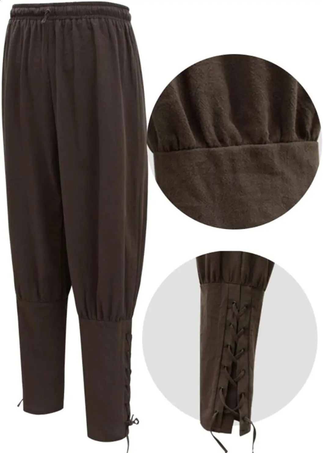 Mens Ankle Banded Pants Medieval Viking Pirate Cosplay Renaissance Trousers for Adult 250729