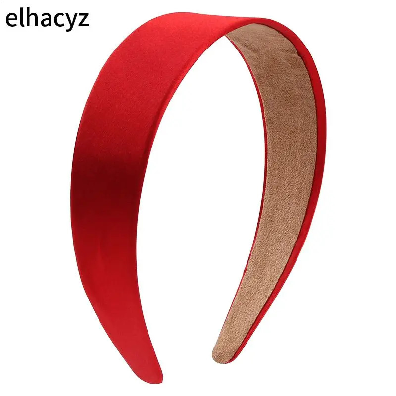 8pcs/lot Chic Lady Smooth Solid Satin Hair Band Plain Alice Headbands 4CM Wide Hairband Ribbon Women Girls Hair Accessories 250805