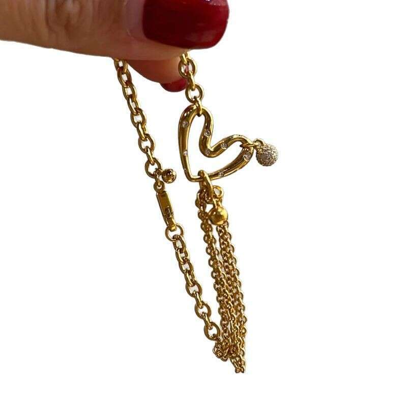Jewelry Small Gold Bead Hollow Hand Jewelry Niche Designer Vintage Second-Hand Irregular Heart Bracelet