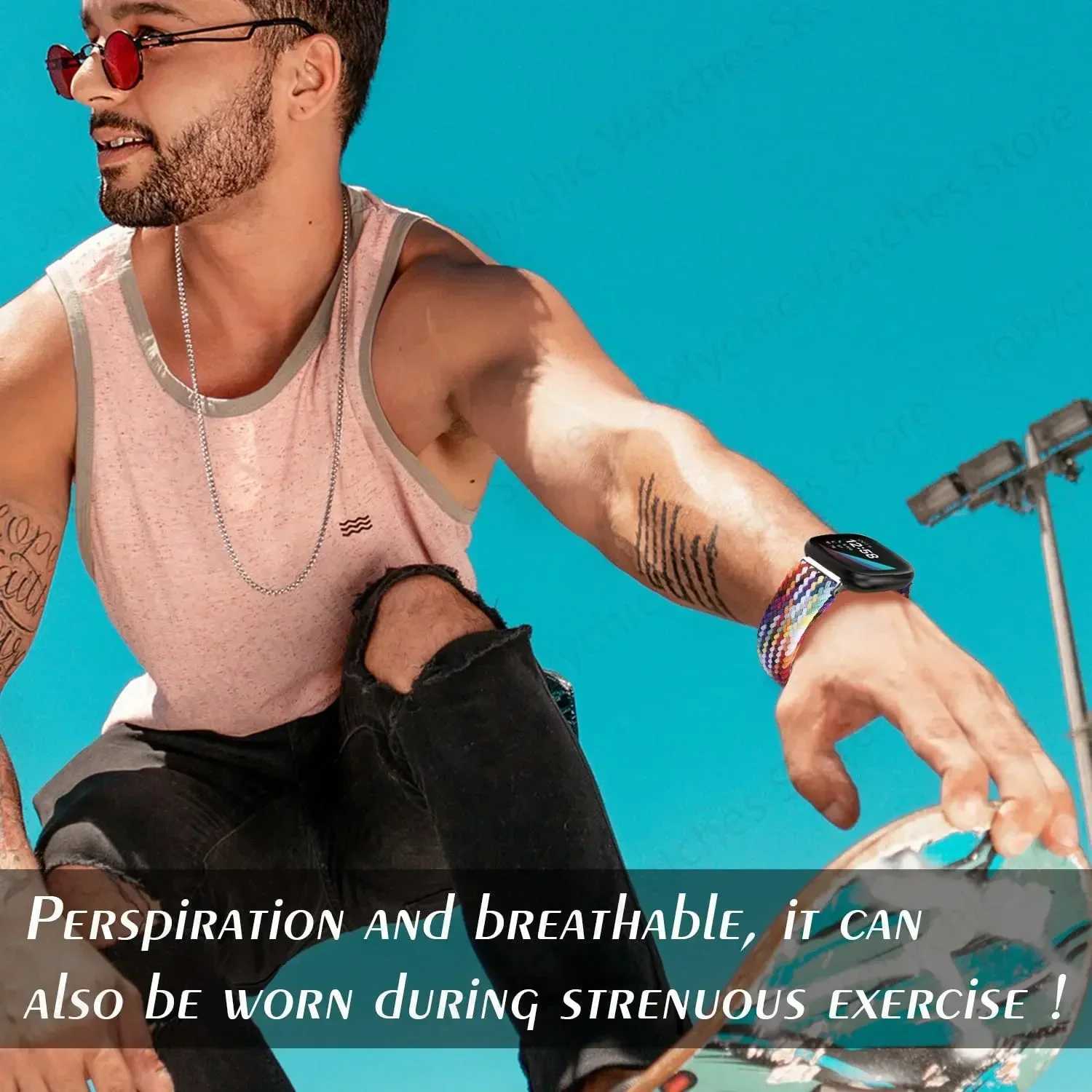 Braided Solo Loop Strap for Fitbit Versa 3 4 Band Adjustable Nylon Sport Watchband Bracelet for Fitbit Sense 2 Bands Watchband W250811