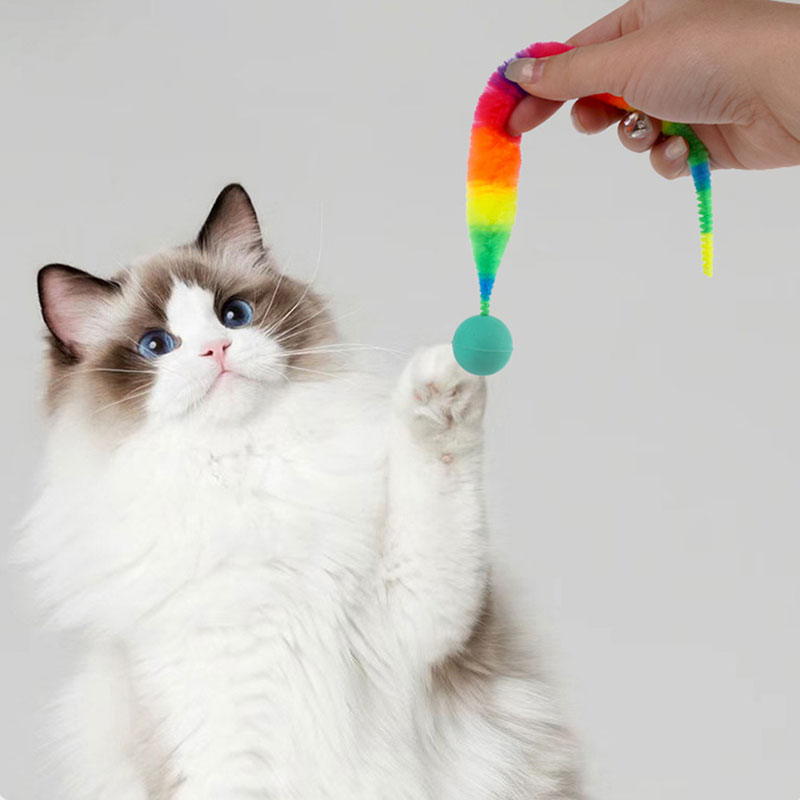 Cat interactive toys Tickle Cat Colorful bouncing ball Pet supplies Puzzle teasing indoor cat worm caterpillar elastic toy