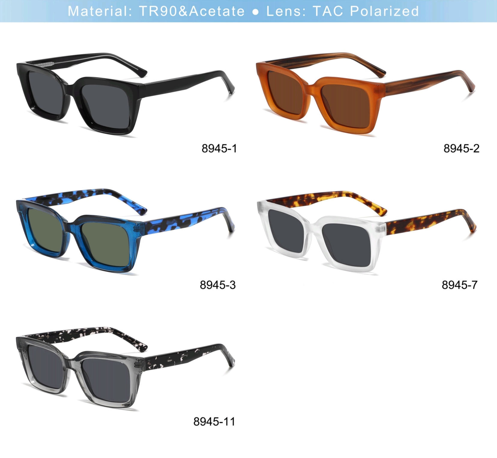 elegant Retro rectangular sunglasses high-quality magnesium alloy frames men women's UV400 protection scratch-resistant impact-resistant daily we