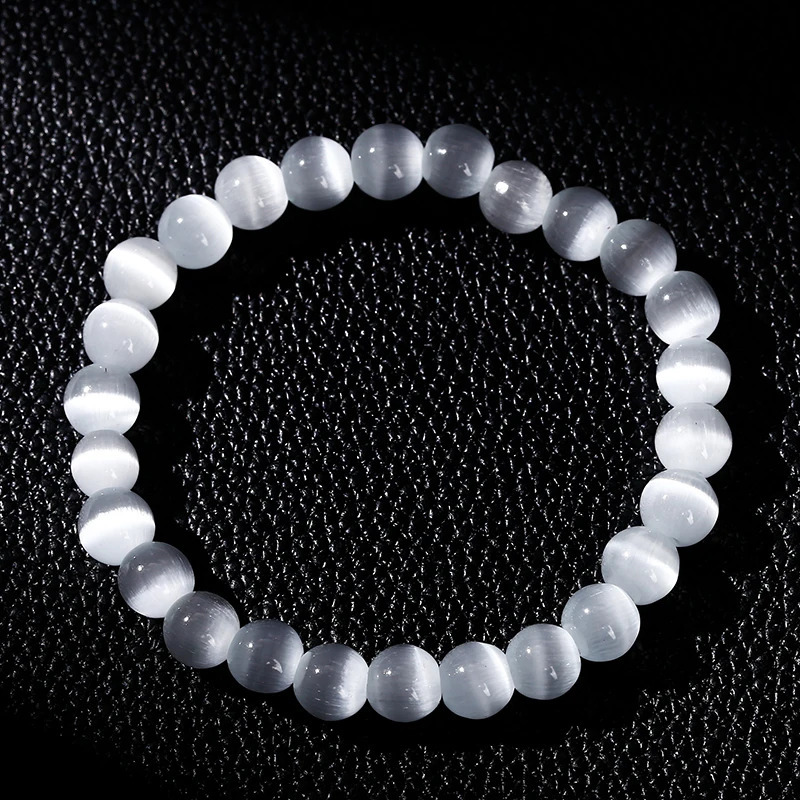 JD Natural Stone White Cat Eyes Stone Bracelet Women Fashion Jewelry Simple Single Circle Beaded Braslet Female Yoga Jewelry 250805