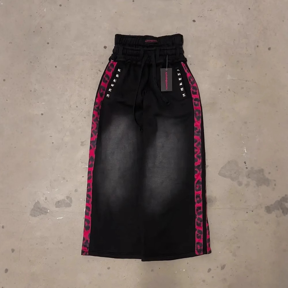 2025 New Popular Fake Two piece Wide Leg Pants Printed Series Youth Couple Round Neck T-shirt