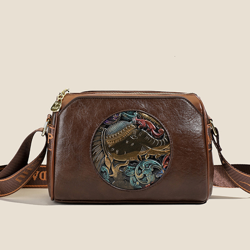 Lucky Elephant Embossed Three-Layer Large Capacity Pillow Women's New Fashion Mom Single Shoulder Crossbody Bag ddmymoon