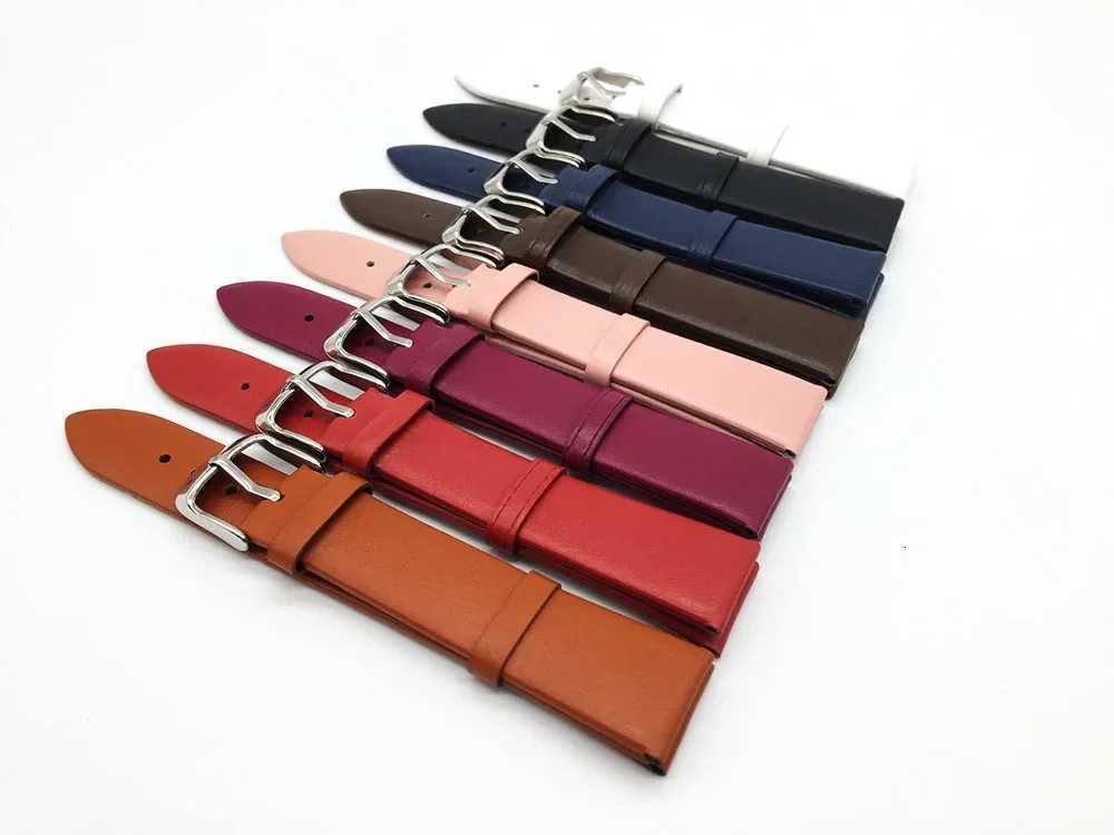 12mm 14mm 16mm 18mm 20mm 22mm Genuine Leather Watch Strap with Silver Pin Buckle W250811