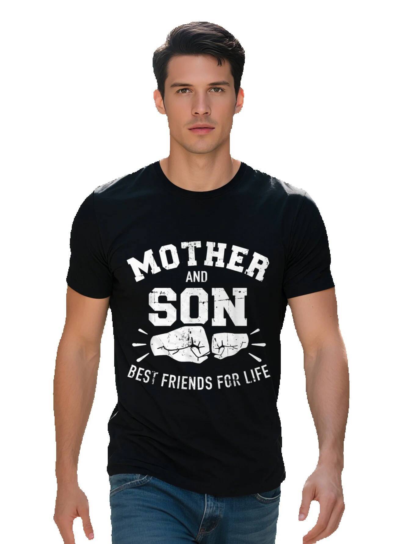 Cotton Men's T-Shirt g Best Friends for Life Mom Son Casual Round Neck Short Sleeve Tee 29985 19c7c