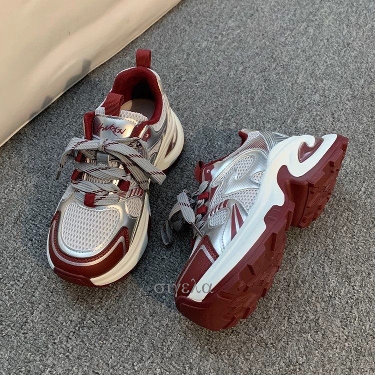 2025 designer's new dad shoes for women, height increasing thick soled breathable sports shoes